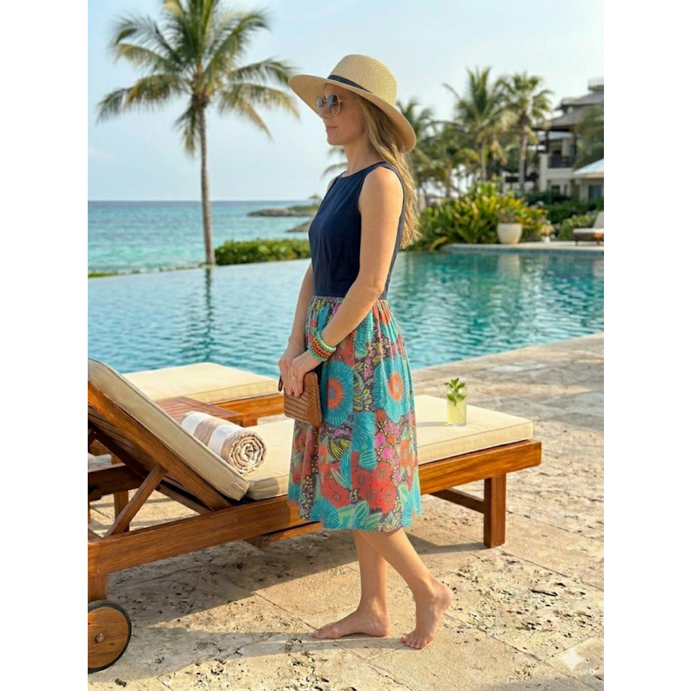 Retrolicious Floral Resort Sun Dress Vibrant Tropical Print Large - Picture 2 of 10
